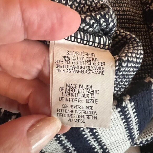 Theory Navy White Striped Sheath Dress Size Large - Picture 8 of 8